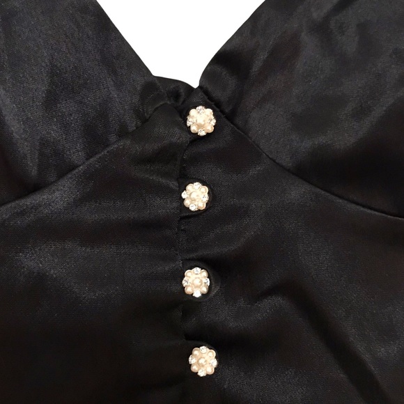 ZARA BLACK CROP TOP WITH PEARLED BUTTON - BUSTIER - SMALL - BRAND NEW WITH TAG - Picture 3 of 16